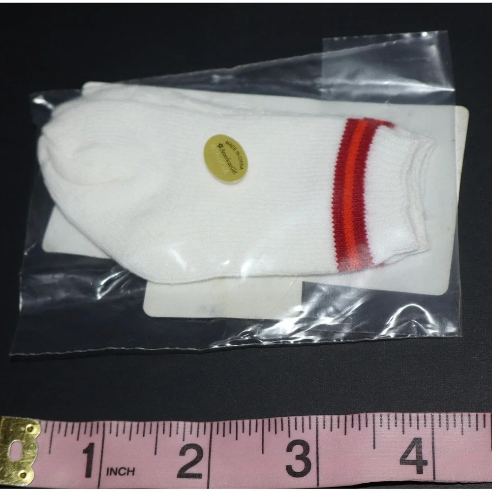 American Girl Doll White Athletic Socks Red Orange Stripes 2007 New
